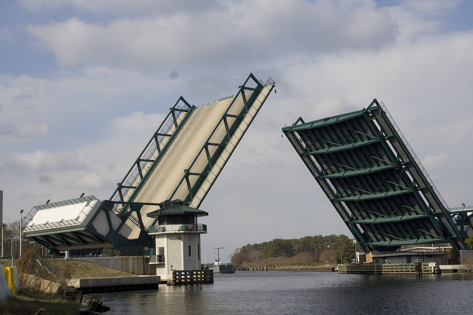 Great Bridge raised over the Albemarle and Chesapeake Canal in Chesapeake, Virginia